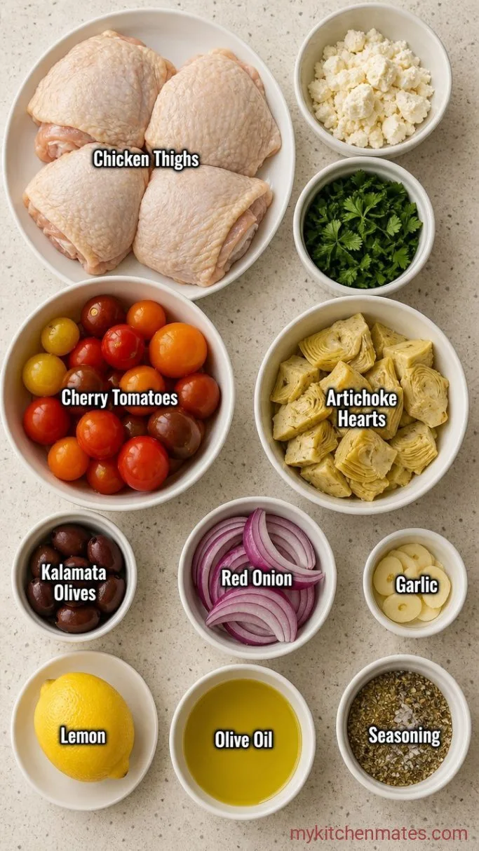 Sheet Pan Mediterranean Chicken Bake with Feta and Olives Ingredients