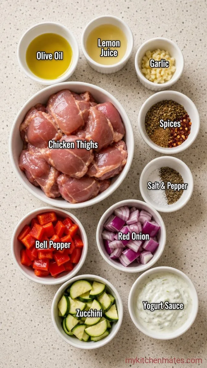 Juicy Grilled Mediterranean Chicken Kabobs Ingredients