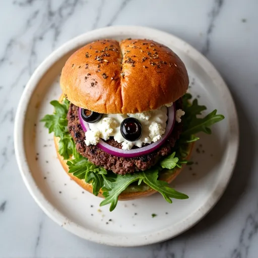 Mediterranean Feta and Olive Smash Burger