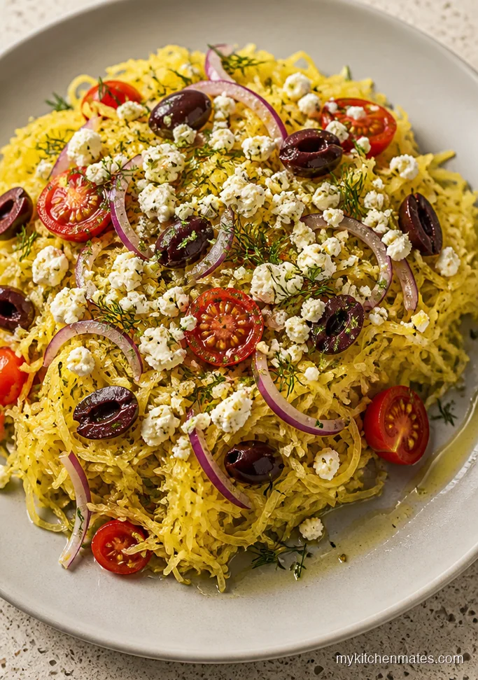 Mediterranean Feta Olive Spaghetti Squash