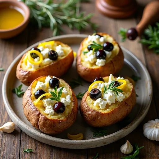 Mediterranean-Style Baked Potato with Feta and Olives