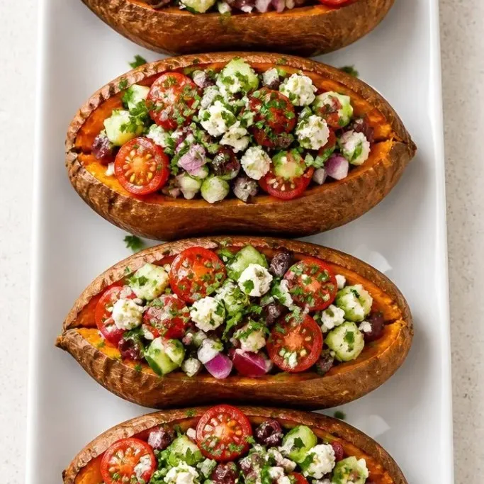 Mediterranean Sweet Potatoes with Chickpeas and Feta Mediterranean Sweet Potatoes