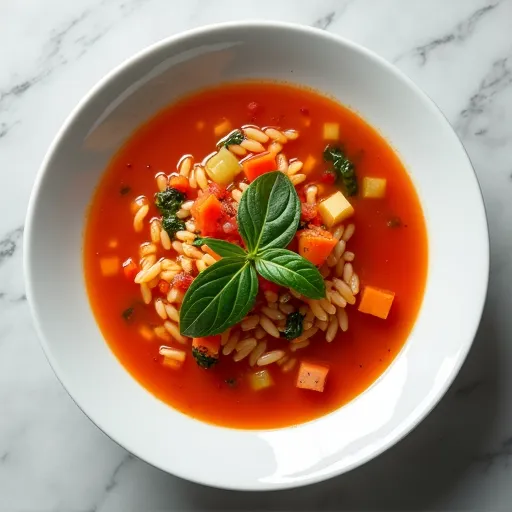 Mediterranean Tomato and Orzo Soup