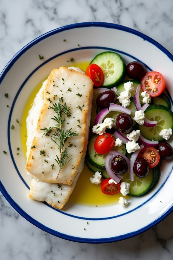 mediterranean cod with salad