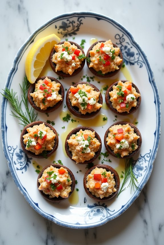 mediterranean crab stuffed mushrooms