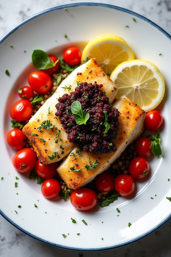 mediterranean herb baked fish dish