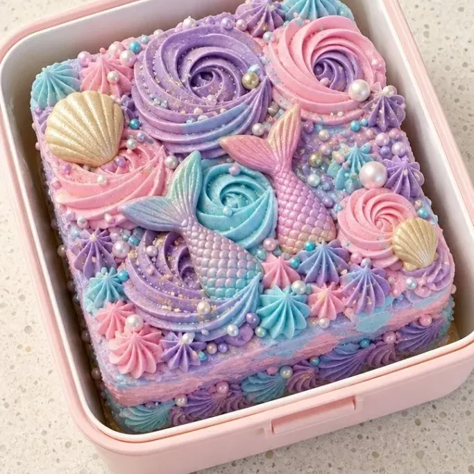 Adorable 4-Inch Mermaid Bento Cake (One-Bowl Vanilla) Mermaid Bento Cake