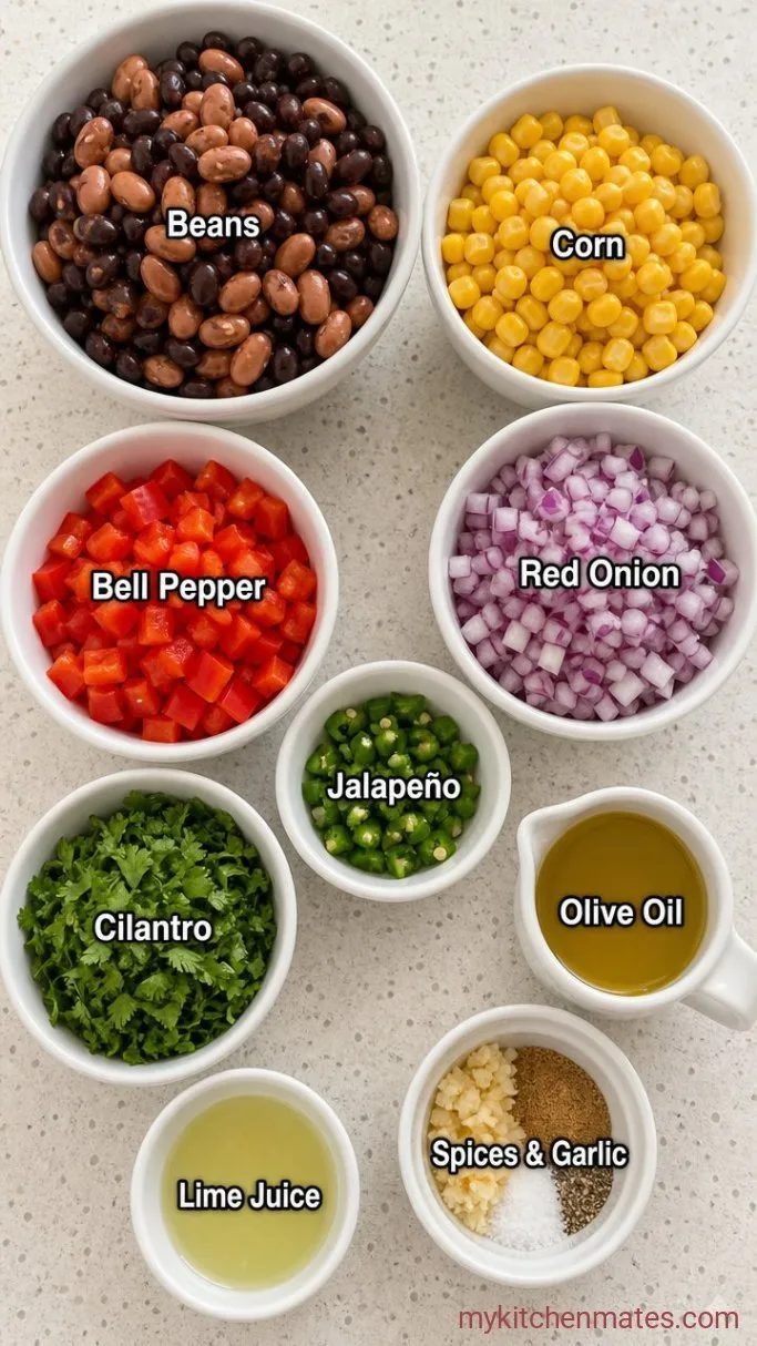 Quick Mexican Bean Salad with Cilantro Lime Dressing Ingredients