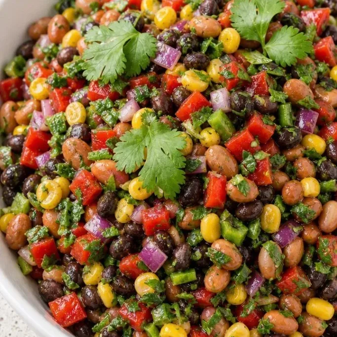 Quick Mexican Bean Salad with Cilantro Lime Dressing Mexican Bean Salad