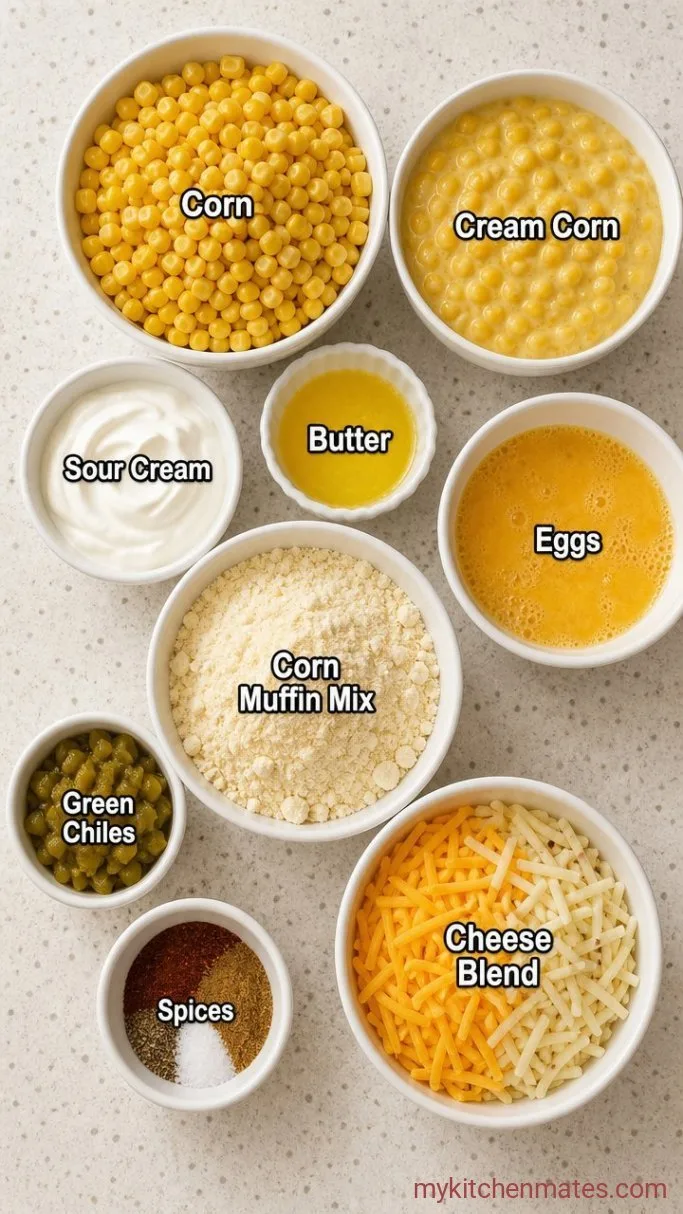 Cheesy Mexican Corn Casserole Ingredients