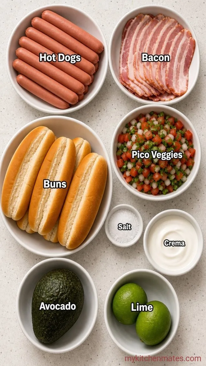Bacon-Wrapped Mexican Hot Dogs Ingredients