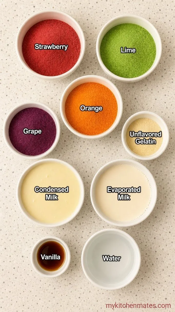 Easy Mexican Mosaic Jello Dessert (Gelatina de Mosaico) Ingredients