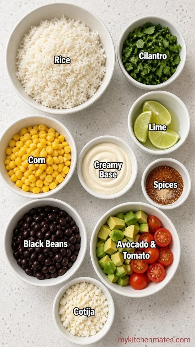 30-Minute Mexican Street Corn Rice Bowls Ingredients