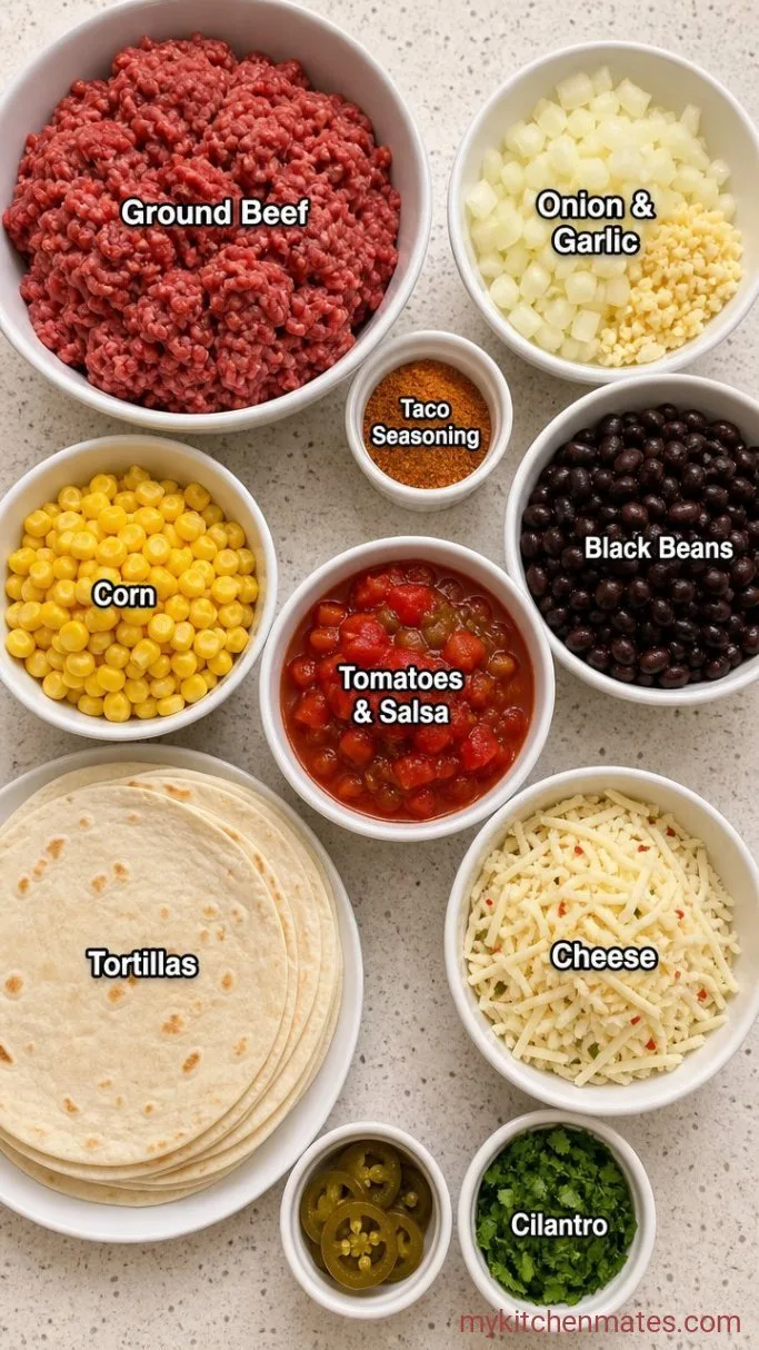 Cheesy Mexican Taco Lasagna Ingredients