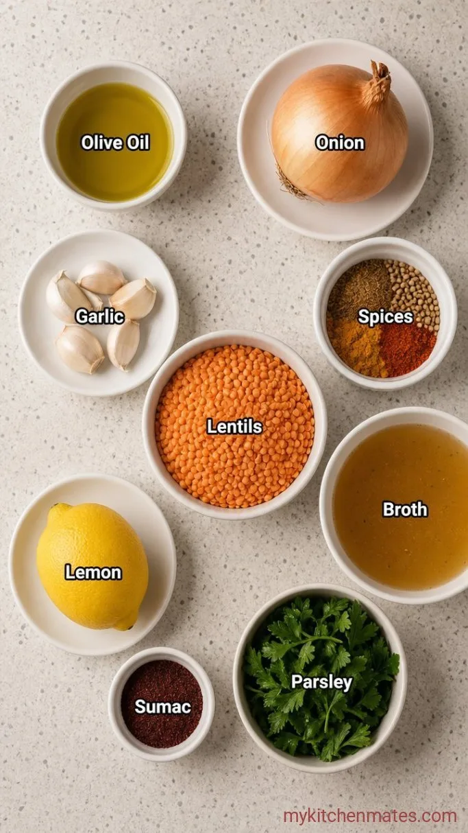 30-Minute Creamy Middle Eastern Lentil Soup Ingredients