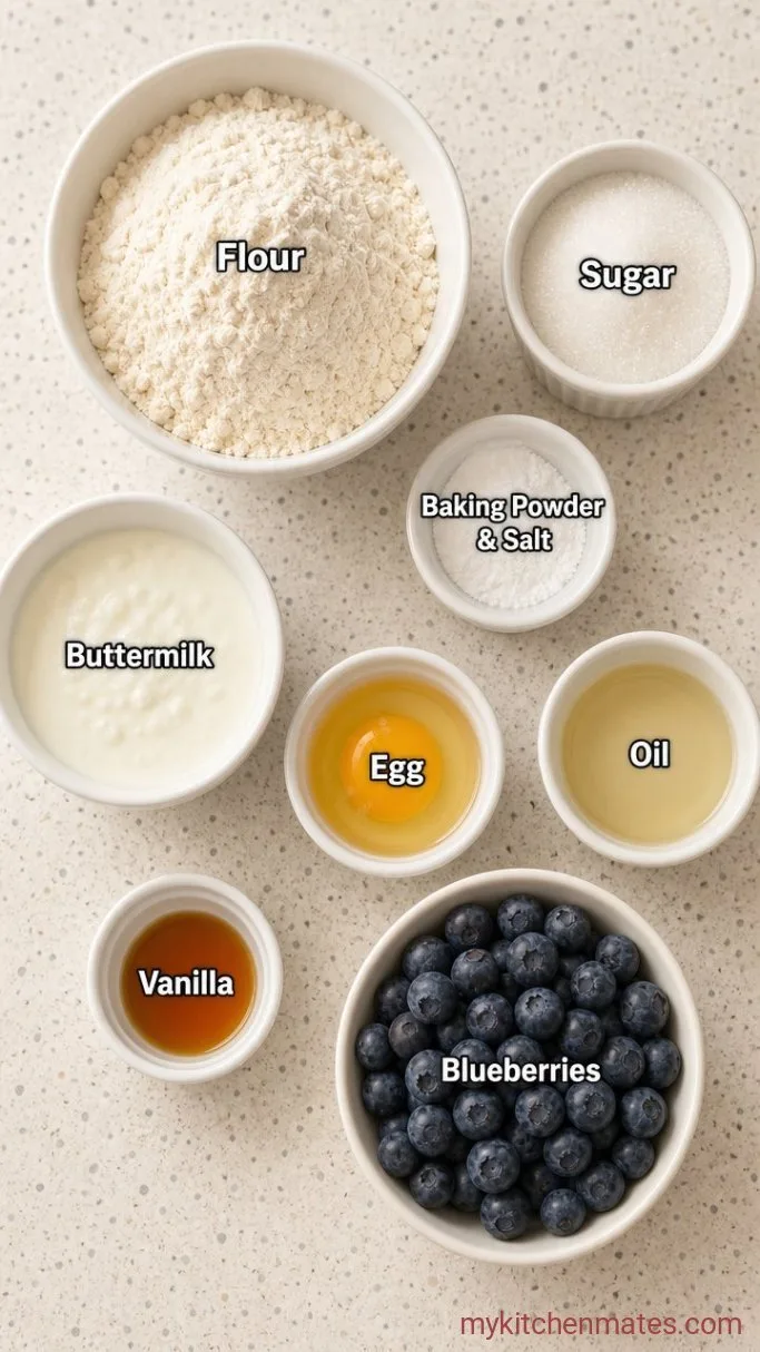 Moist Mini Blueberry Muffins (Ready in 20 Minutes) Ingredients