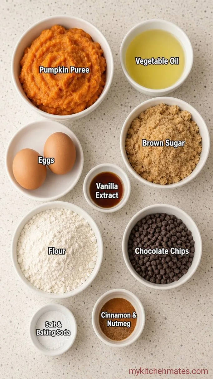 Quick and Moist Mini Pumpkin Bread Loaves Ingredients