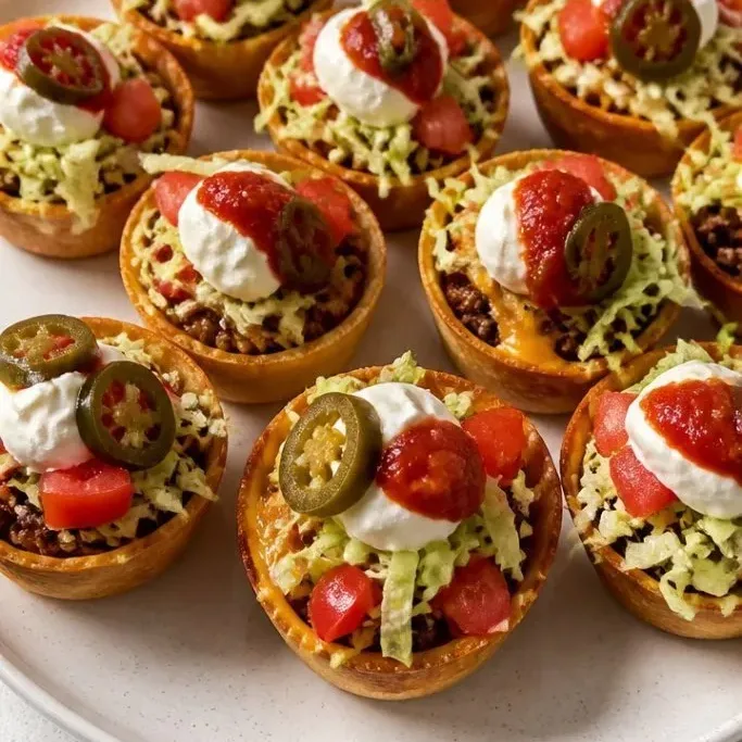 Crispy Mini Taco Cups (Ready in 25 Minutes) Mini Taco Cups