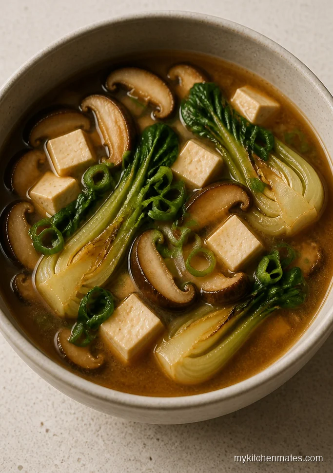 Miso Mushroom Soup with Tofu and Bok Choy