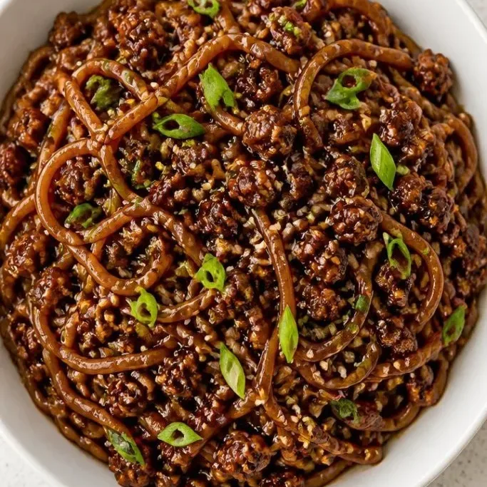 Mongolian Ground Beef Noodles