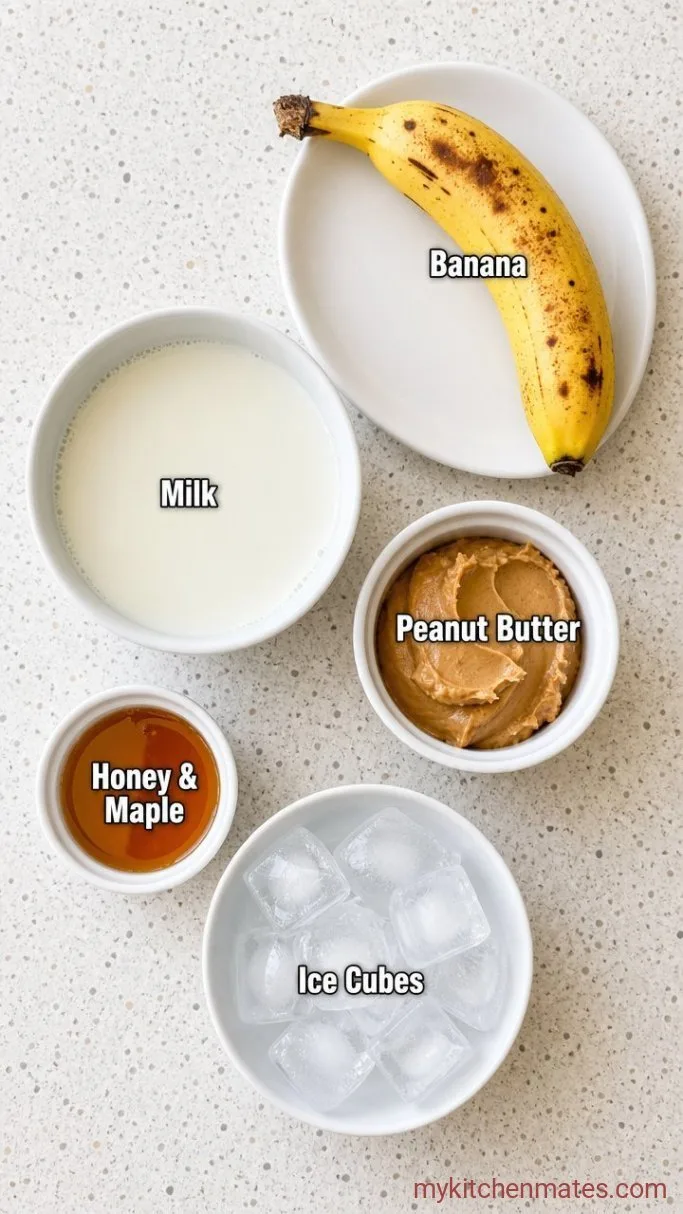 5-Minute Creamy Peanut Butter Banana Smoothie Ingredients