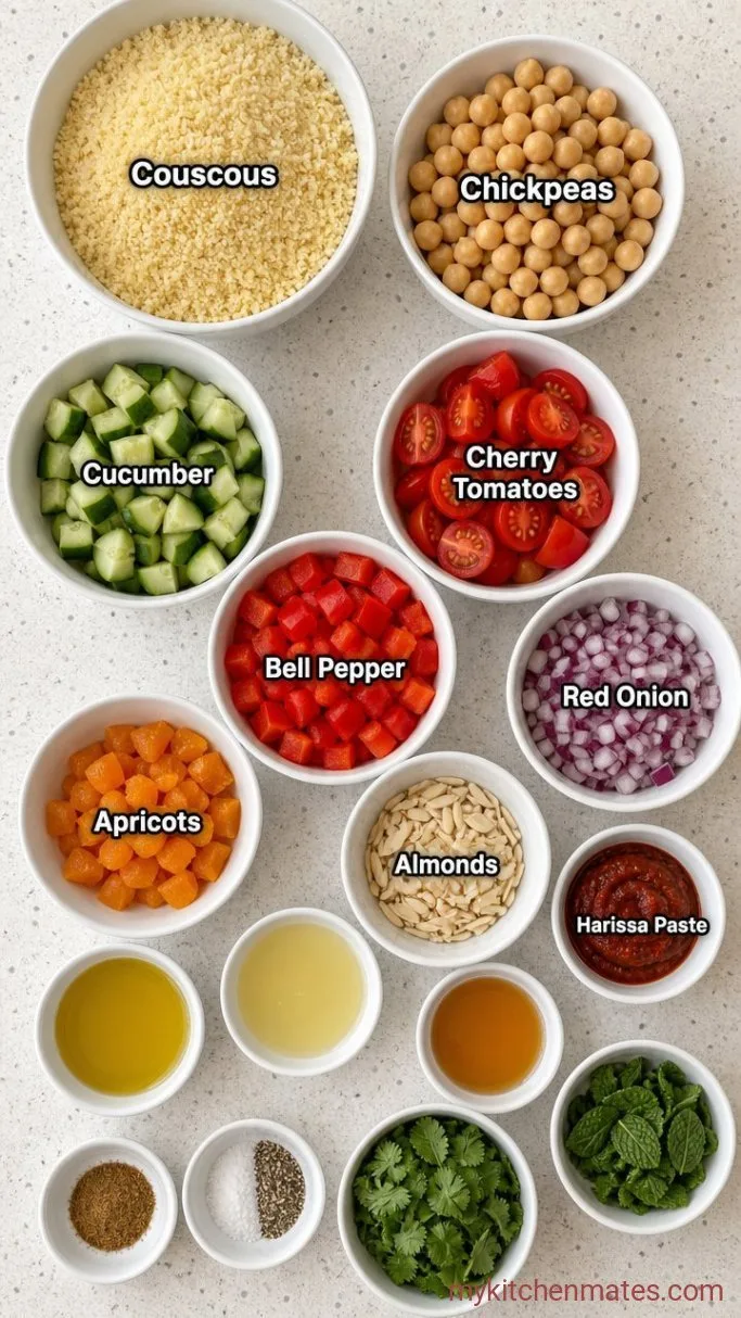 20-Minute Moroccan Couscous Salad with Harissa Dressing Ingredients