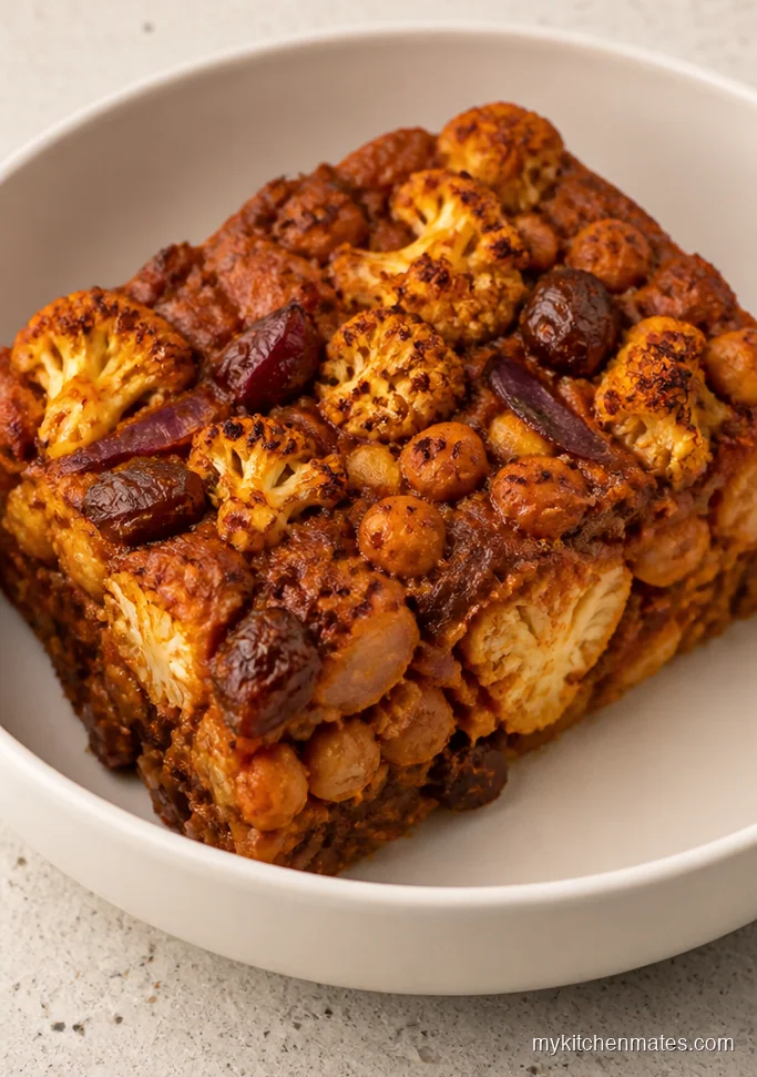 Moroccan Spiced Chickpea Cauliflower Bake