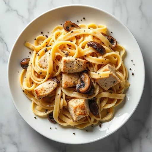 Mushroom and Caramelized Onion Chicken Alfredo