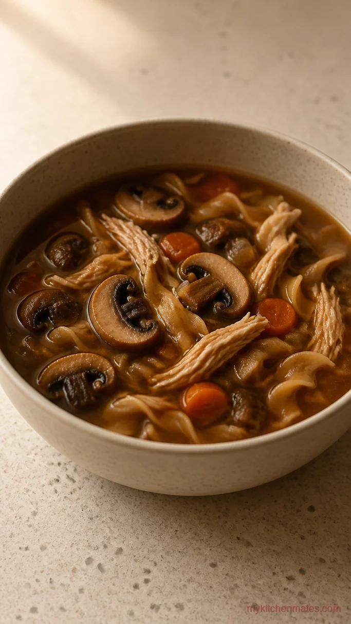 15 Crockpot Chicken Noodle Soup Recipes for Deep, Cozy Flavor Mushroom and Garlic Chicken Noodle Soup
