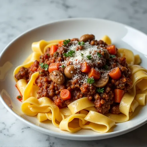 Mushroom and Ground Beef Rustic Bolognese