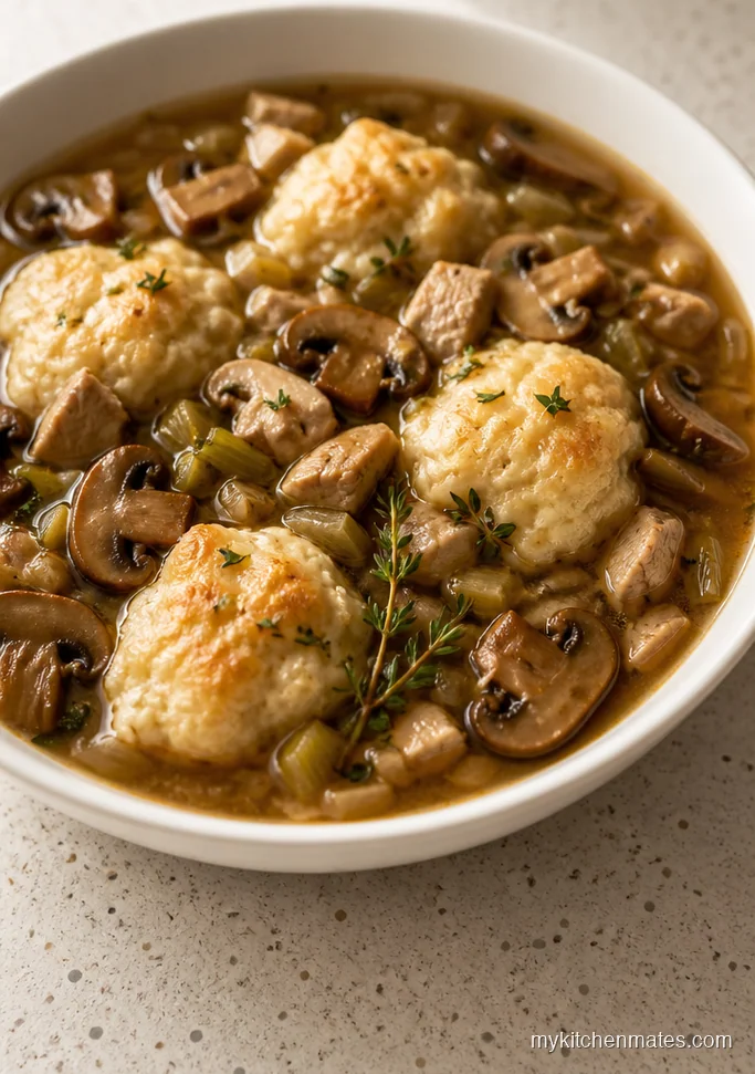Mushroom and Leek Chicken and Dumpling Soup