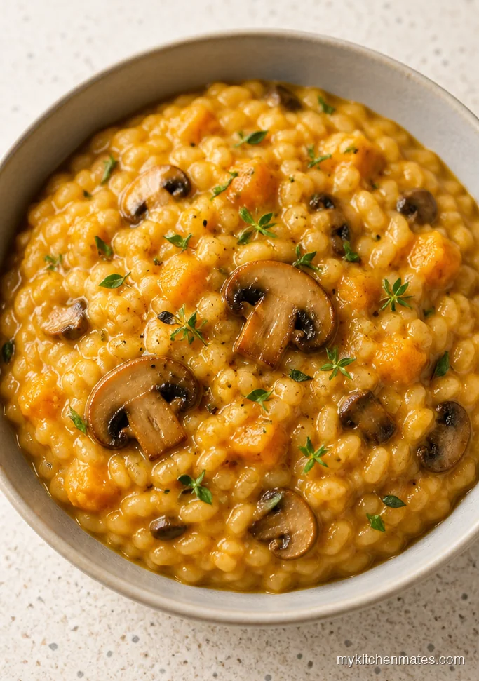 10 Butternut Squash Risotto Recipes for Cozy Meatless Dinners Mushroom Butternut Squash Risotto with Thyme