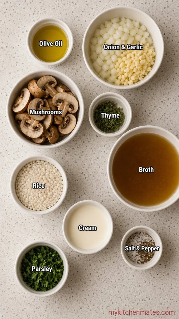 Creamy Mushroom Rice Soup (One-Pot, 30 Minutes) Ingredients