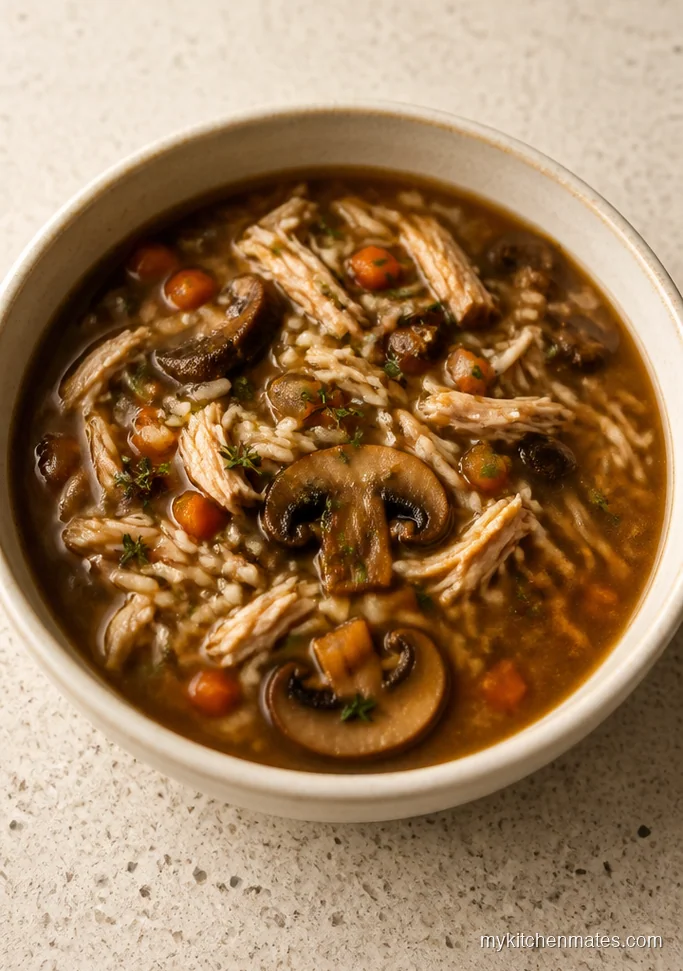 Mushroom Turkey Rice Soup