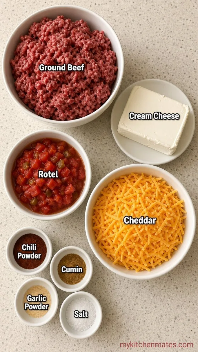 Easy Creamy Beef Nacho Dip (Ready in 15 Minutes) Ingredients