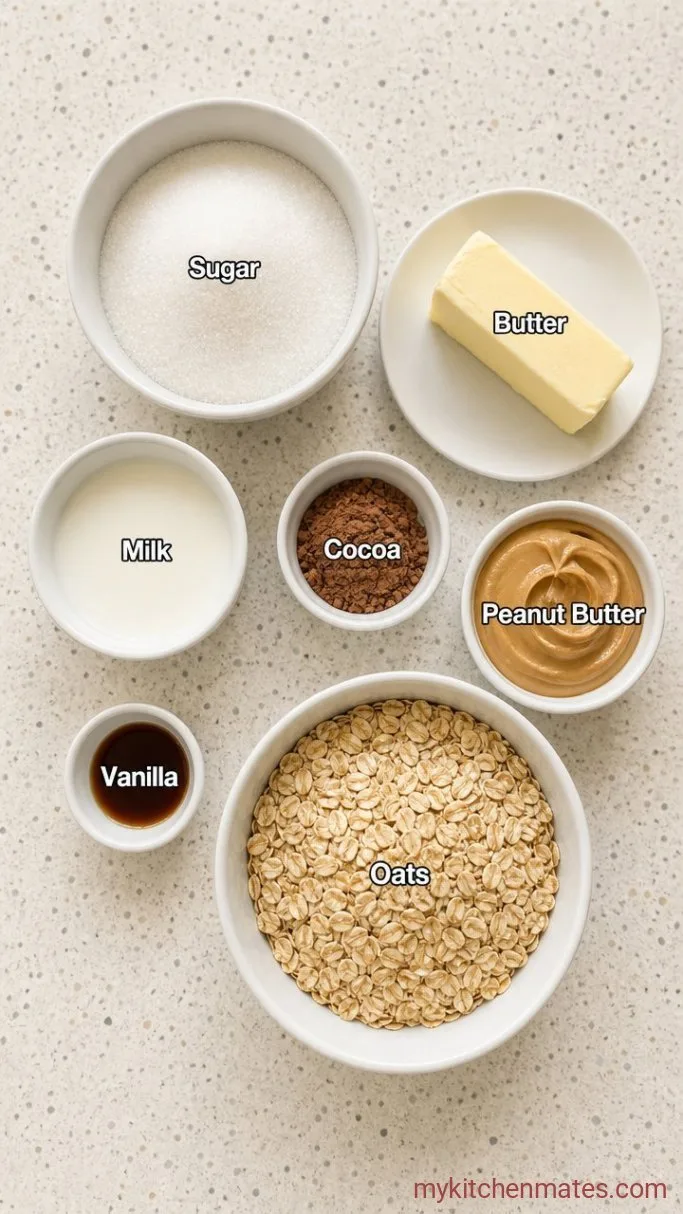 Quick No Bake Chocolate Oatmeal Cookies Ingredients