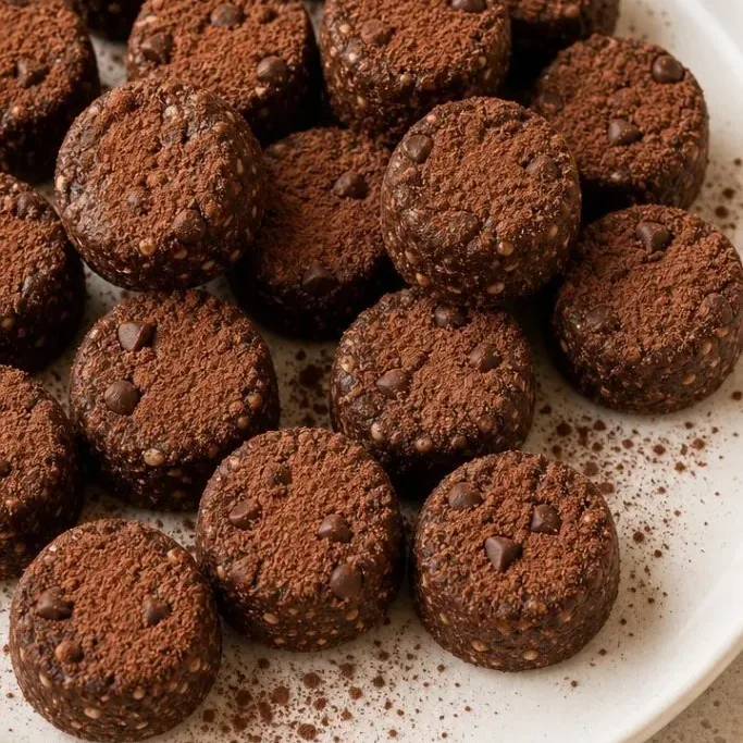 No Bake Cottage Cheese Brownie Bites