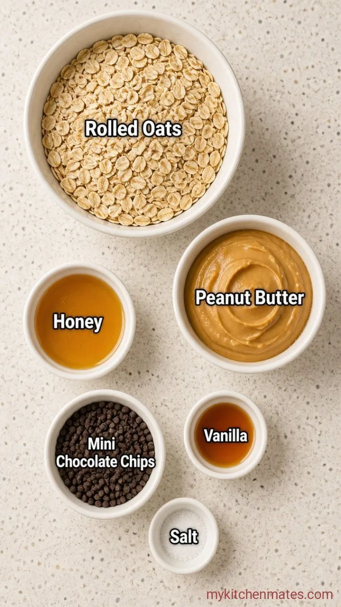 Chewy No-Bake Peanut Butter Chocolate Chip Granola Bars Ingredients