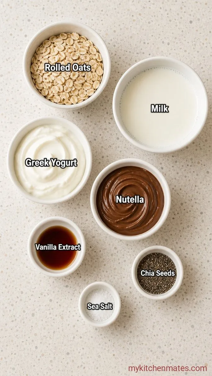 Creamy Nutella Overnight Oats (5 Minutes Prep) Ingredients