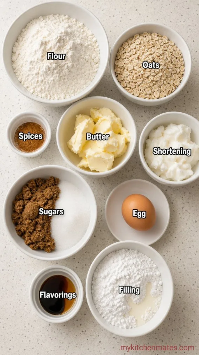 Soft Oatmeal Sandwich Cookies (Homemade Cream Pies) Ingredients