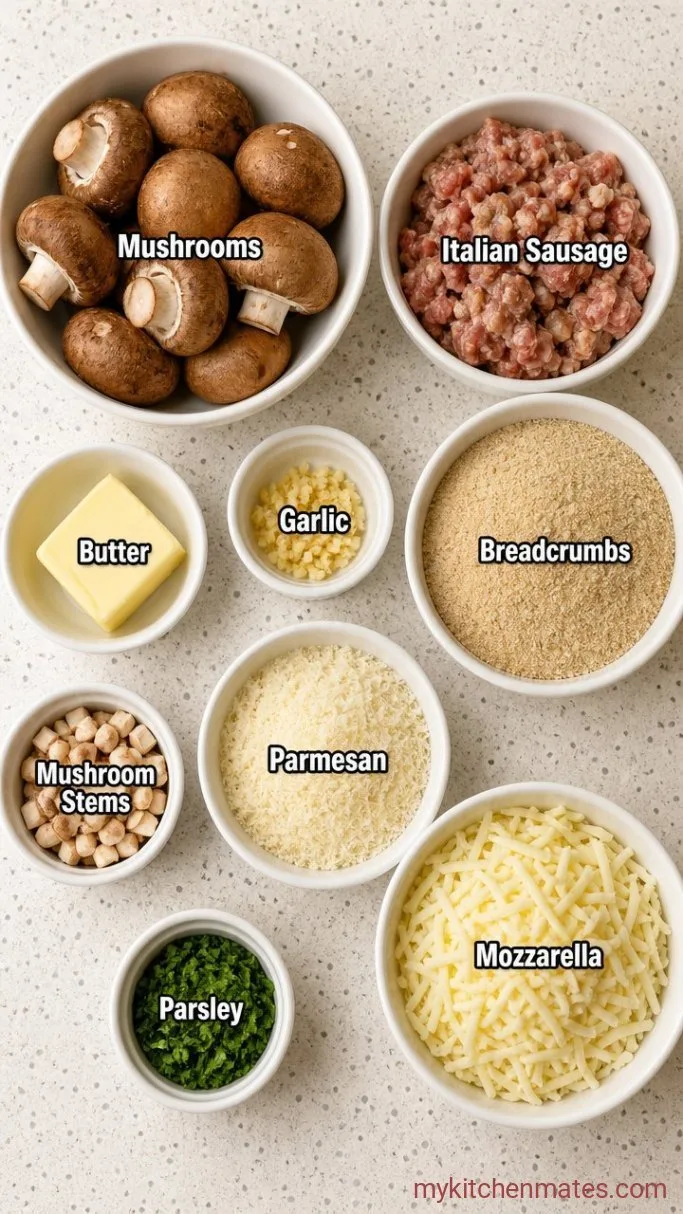 Olive Garden Stuffed Mushrooms with Sausage and Cheese Ingredients