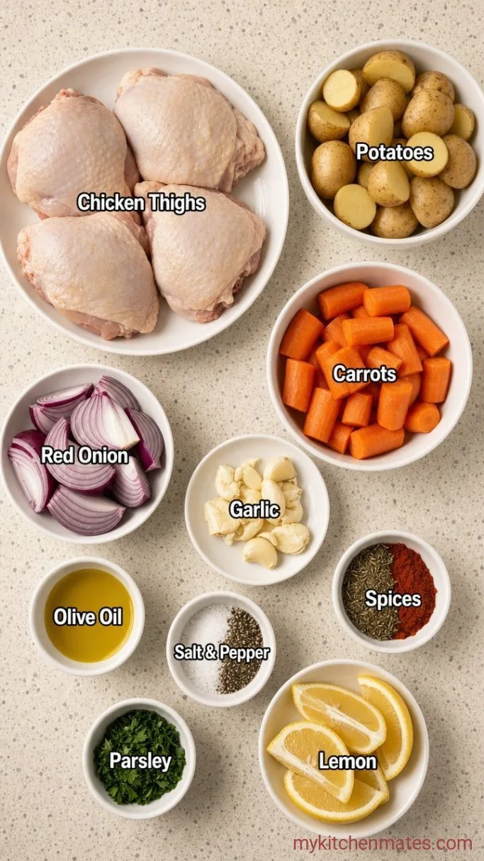 One-Pan Chicken Thigh Dinner with Roasted Vegetables Ingredients