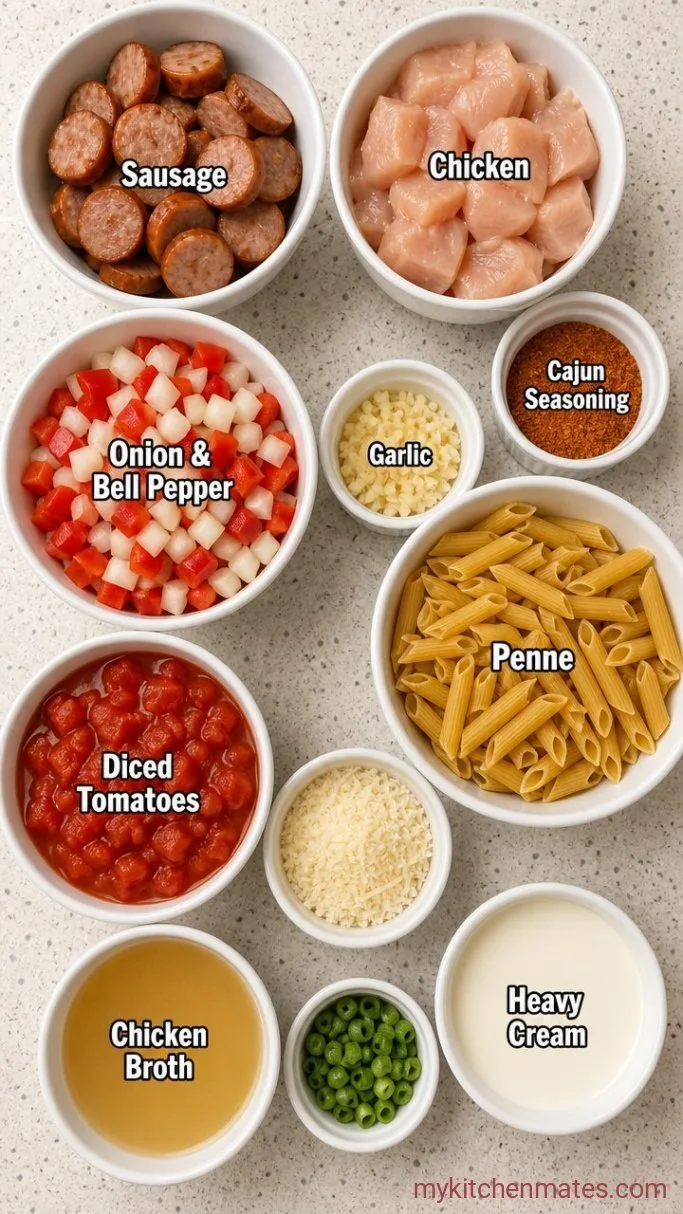30-Minute Creamy One Pot Cajun Pasta Ingredients