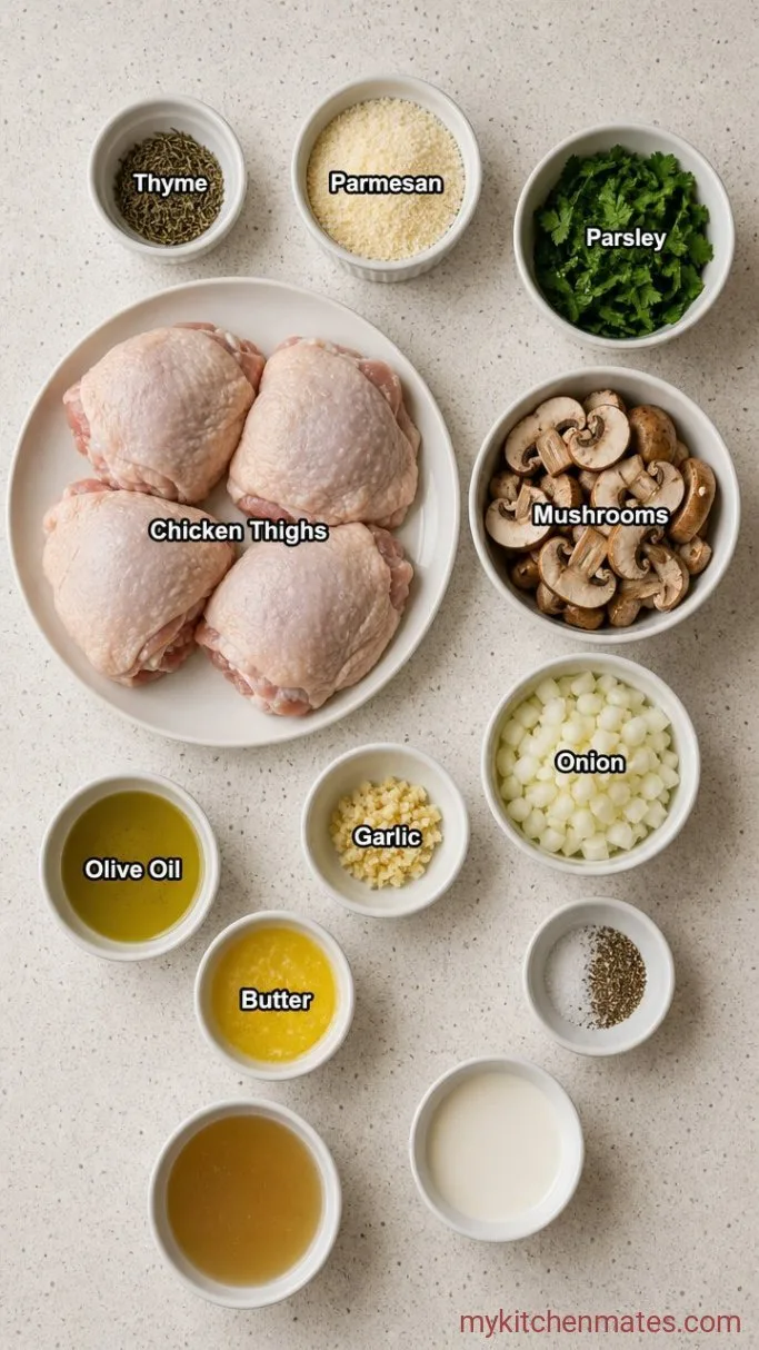 One-Pot Creamy Mushroom Chicken Thighs Ingredients