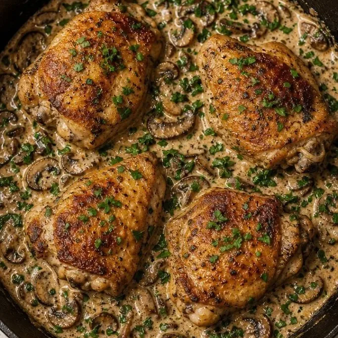 One-Pot Creamy Mushroom Chicken Thighs One Pot Chicken Thigh Recipes