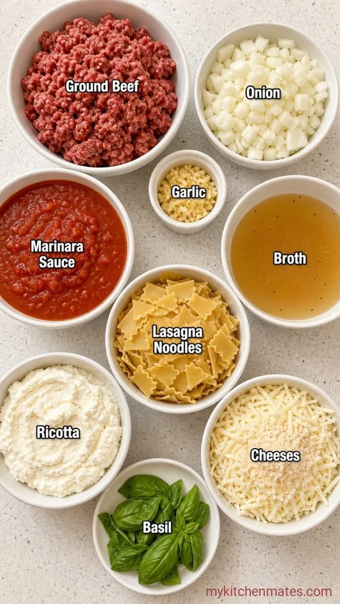 30-Minute One Pot Lasagna Skillet Ingredients