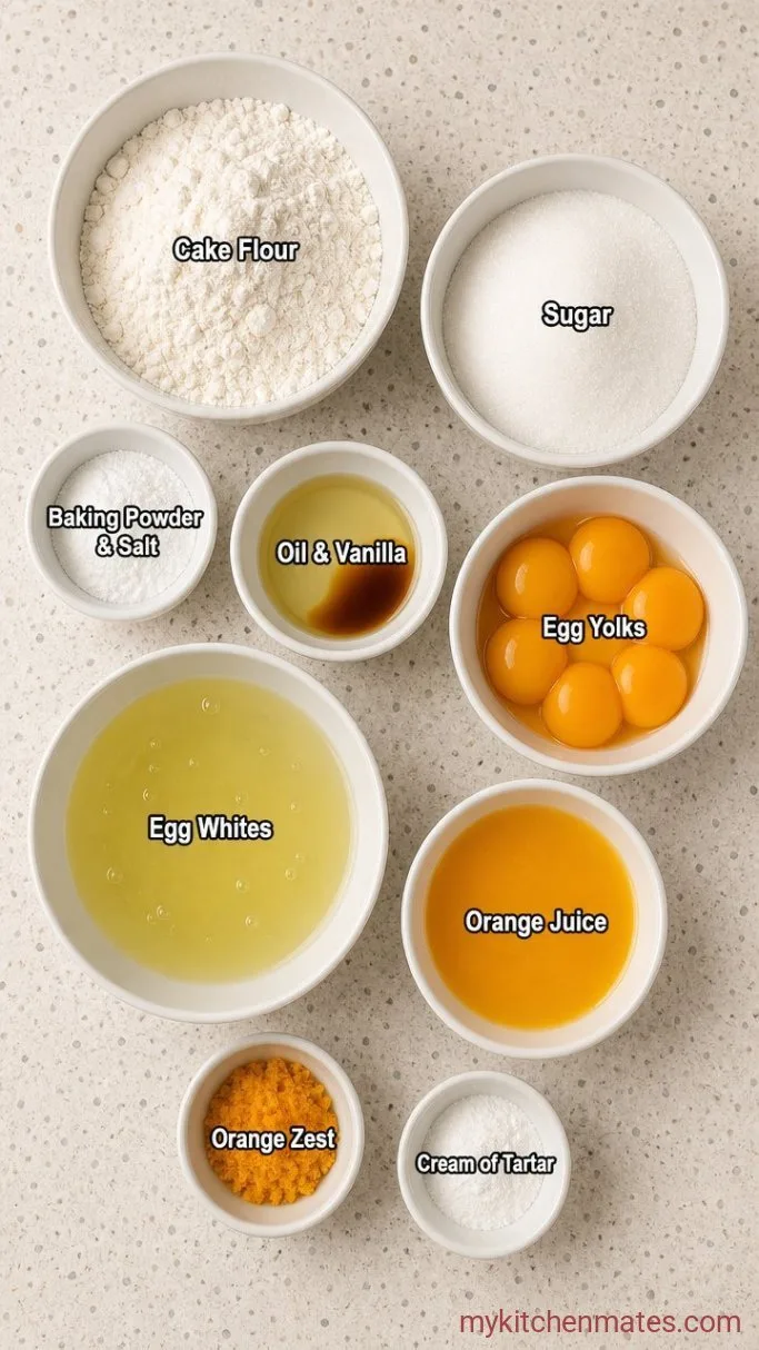 Light and Airy Orange Chiffon Cake Ingredients