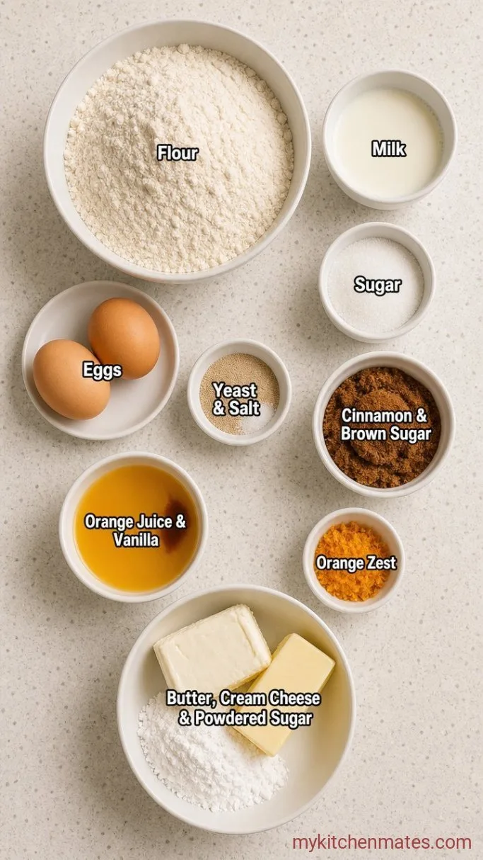 Fluffy Orange Cinnamon Rolls with Orange Cream Cheese Glaze Ingredients