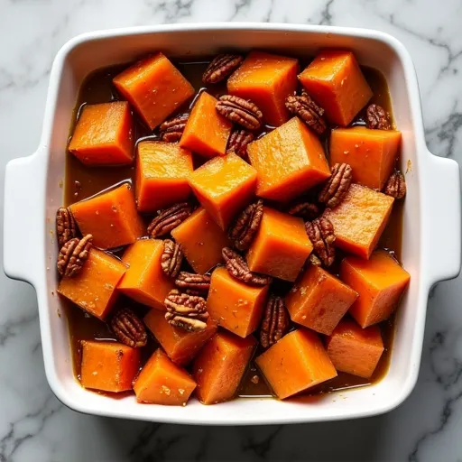 Orange-Glazed Candied Yams with Pecans