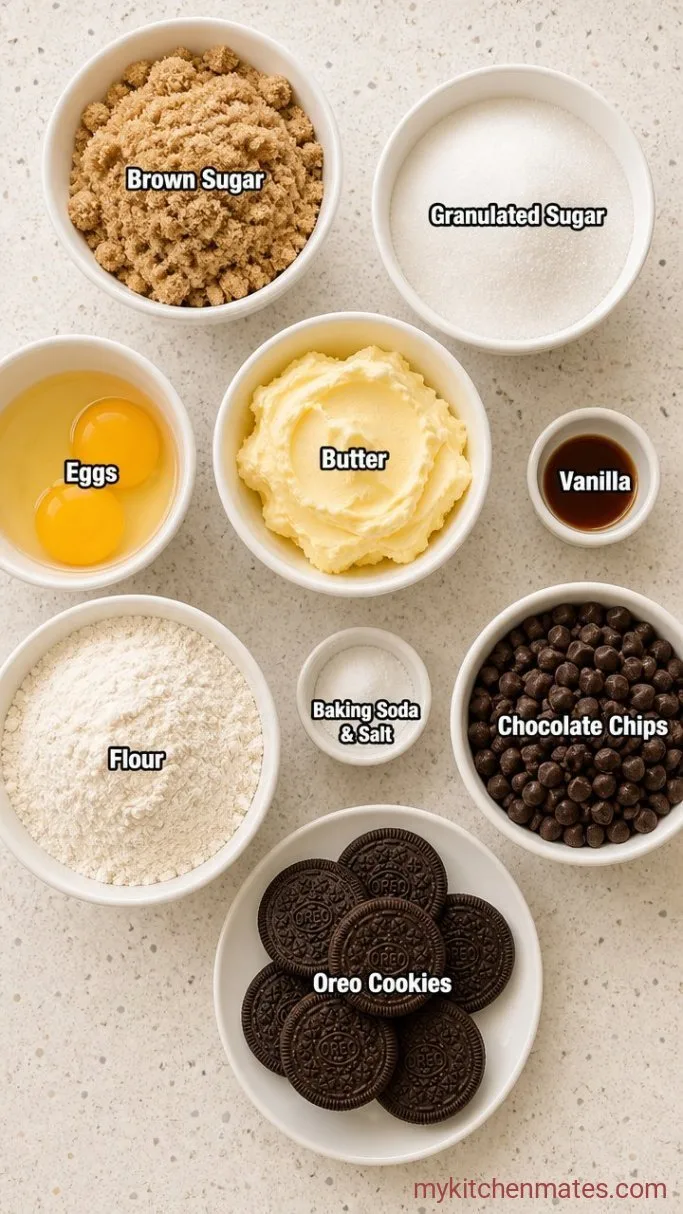 Thick and Chewy Oreo Stuffed Cookies Ingredients